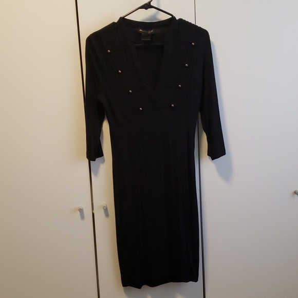 Military-style black cotton dress - Picture 2 of 2